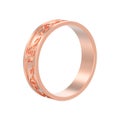 3D illustration isolated rose red gold modern music ring with no Royalty Free Stock Photo