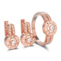 3D illustration isolated set of rose gold decorative diamond ear Royalty Free Stock Photo