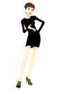 3d illustration of an isolated cute woman with long legs wearing a little black dress Royalty Free Stock Photo