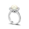 3D illustration isolated silver diamond engagement wedding ring Royalty Free Stock Photo