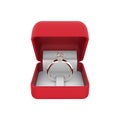 3D illustration isolated silver diamond ring in a red box Royalty Free Stock Photo