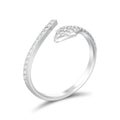 3D illustration isolated silver free size adjustable diamond ring with shadow