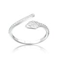 3D illustration isolated silver free size adjustable diamond ring with reflection