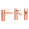 3D illustration isolated three red rose gold faucets Royalty Free Stock Photo