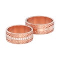 3D illustration isolated two rose gold decorative wedding bands carved out rings with ornament Royalty Free Stock Photo