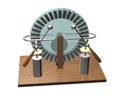 Wimshurst machine with two Leyden jars. 3D illustration of electrostatic generator. Physics. Science classrooms experiment. Royalty Free Stock Photo