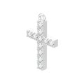 3D illustration isolated white gold or silver decorative diamond cross pendant Royalty Free Stock Photo