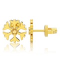 3D illustration isolated yellow gold diamond snowflake stud earrings with reflection Royalty Free Stock Photo