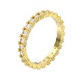 3D illustration isolated yellow gold eternity band diamond ring Royalty Free Stock Photo