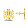 3D illustration isolated yellow gold snowflake stud earrings with shadow Royalty Free Stock Photo