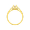 3D illustration isolated yellow gold solitaire wedding diamond r