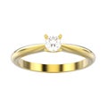 3D illustration isolated yellow gold traditional solitaire engag