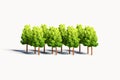 3d illustration. Isometric voxel trees. Low polygon tree. 3d rendered clay style on white background Royalty Free Stock Photo