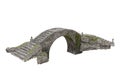 3D illustration of ivy covered old grey stone bridge isolated on white background Royalty Free Stock Photo