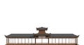 Japanese building isolated on white background 3d illustration