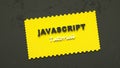 3d illustration of Javascript tutorial. E-learning. Yellow card made of hexagons with Javascript tutorial inscription. Online