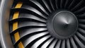 3D illustration jet engine, close-up view jet engine blades. Front view of a jet engine blades. Rotating blades of the