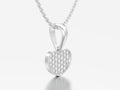 3D illustration jewelry white gold or silver diamond heart necklace on chain Royalty Free Stock Photo