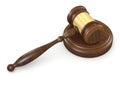 3d illustration judge brown gavel on white background Royalty Free Stock Photo
