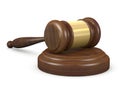 3d illustration judge gavel brown on white background Royalty Free Stock Photo
