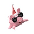 3D Illustration Jumping New Year Pig