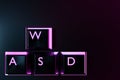 3D illustration keyboard buttons WASD