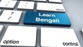 3D Illustration of Keyboard with the Word Learn Bengali