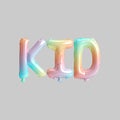 3d illustration of kid letter rainbow balloons for kids store sales isolated on gray background