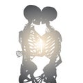 3d illustration of kissing romantic couple silhouette