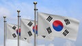 3D illustration Korean flag waving in the wind. South Korea banner blowing silk Royalty Free Stock Photo
