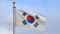 3D illustration Korean flag waving in the wind. South Korea banner blowing silk Royalty Free Stock Photo
