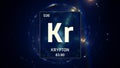 Krypton as Element 36 of the Periodic Table 3D illustration on blue background Royalty Free Stock Photo
