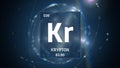 Krypton as Element 36 of the Periodic Table 3D illustration on blue background Royalty Free Stock Photo