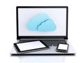3d illustration. laptop, tablet and smartphone. Cloud computing Royalty Free Stock Photo