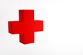 3D illustration of a large volumetric red cross