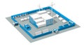 3d illustration. Layout diagram of a building construction