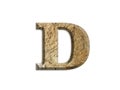 3 D illustration LETTER D, old stone alphabet, isolated design element