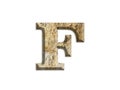 3 D illustration LETTER F, old stone alphabet, isolated design element