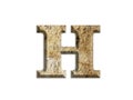 3 D illustration LETTER H, old stone alphabet, isolated design element