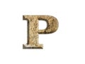 3 D illustration LETTER P, old stone alphabet, isolated design element