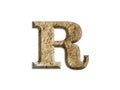 3 D illustration LETTER R, old stone alphabet, isolated design element