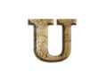 3 D illustration LETTER U, old stone alphabet, isolated design element