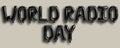 3d illustration of letter world radio day black balloons isolated on background