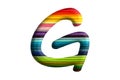 3D illustration lgbt rainbow letter G, isolated design element , alphabet font, love parade surafce
