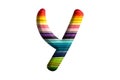 3D illustration lgbt rainbow letter Y, isolated design element , alphabet font, love parade surafce