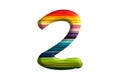 3D illustration lgbt rainbow number 2 , isolated design element , alphabet font