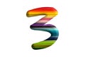 3D illustration lgbt rainbow number 3 , isolated design element , alphabet font