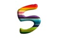 3D illustration lgbt rainbow number 5 , isolated design element , alphabet font