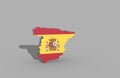 3d Illustration of Iberian peninsula with the Spain Flag