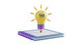 3D Illustration of a Lightbulb Pencil with Number 149 on a Notebook Royalty Free Stock Photo